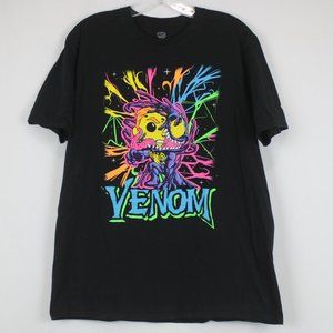 Pop! Tees Marvel Large Black with Blue "Venom"  Graphic Short Sleeve T-Shirt